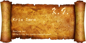 Krix Imre névjegykártya